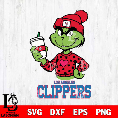 Los Angeles Clippers Boujee Grinch Heart Christmas Cut Files Cricut, Svg Dxf Eps Png file , Silhouette