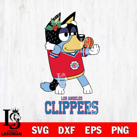 Los Angeles Clippers Christmas Bluey Bandit Heeler Svg , Christmas Svg , Bluey svg , Digital Download, dxf eps png pdf file