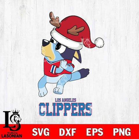 Los Angeles Clippers Christmas Bluey Santa Claus Svg , Christmas Svg , Bluey svg , Digital Download, dxf eps png pdf file