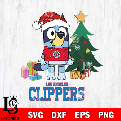 Los Angeles Clippers Christmas Bluey Tree Sport Svg , Christmas Svg , Bluey svg , Digital Download, dxf eps png pdf file