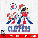 Los Angeles Clippers Christmas Family Bluey Walking Svg , Christmas Svg , Bluey svg , Digital Download, dxf eps png pdf file