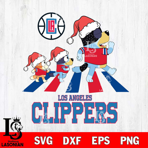 Los Angeles Clippers Christmas Family Bluey Walking Svg , Christmas Svg , Bluey svg , Digital Download, dxf eps png pdf file