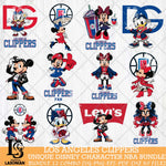 Los Angeles Clippers Disney character NBA Bundle 12 Svg Eps Dxf Png File, Digital Download, Instant Download