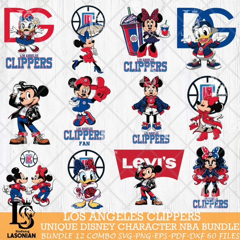Los Angeles Clippers Disney character NBA Bundle 12 Svg Eps Dxf Png File, Digital Download, Instant Download