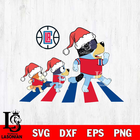 Los Angeles Clippers Family Bluey Walking Christmas Svg Eps Dxf Png File, Digital Download, Instant Download