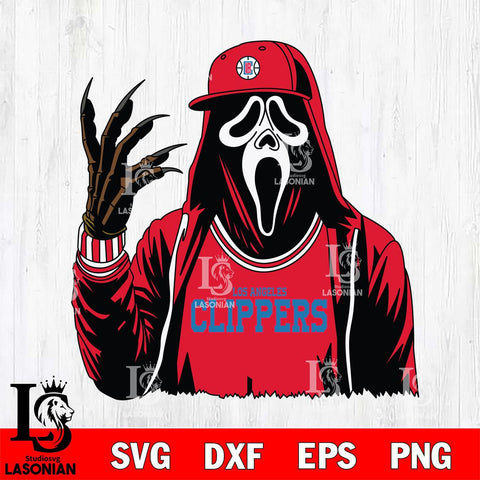 Los Angeles Clippers Ghostface Horror basketball SVG DXF EPS PNG FILE, NBA File Cut,Halloween Digital Download,Instant Download, Silhouette