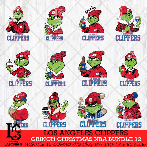 Los Angeles Clippers Grinch Christmas NBA Bundle 12 Cut Files Cricut, Svg Dxf Eps Png file , Silhouette