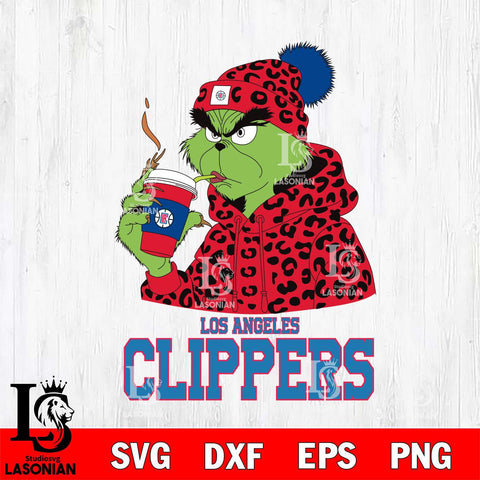 Los Angeles Clippers Grinch Leopard Christmas Cut Files Cricut, Svg Dxf Eps Png file , Silhouette