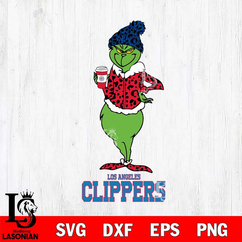 Los Angeles Clippers Grinch Leopard Coffee Svg Eps Dxf Png File, Digital Download, Instant Download