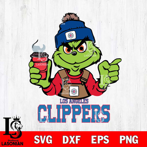 Los Angeles Clippers Grinch with coffee Svg Eps Dxf Png File, Digital Download, Instant Download