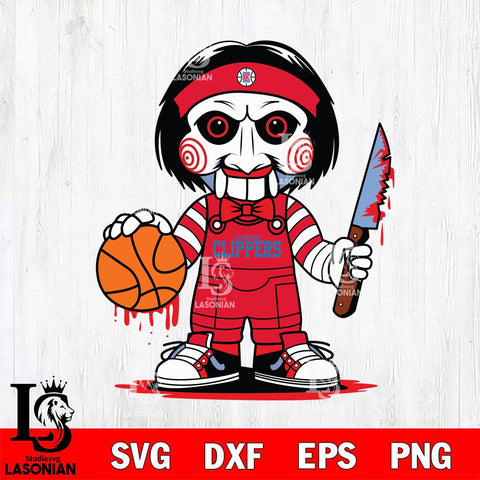 Los Angeles Clippers Jigsaw Horror basketball SVG DXF EPS PNG FILE, NBA File Cut,Halloween Digital Download,Instant Download, Silhouette