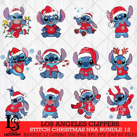 Los Angeles Clippers Stitch Christmas NBA Bundle 12 SVG DXF EPS PNG file,Bundle NBA Svg, Digital download, Cut file