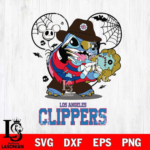 Los Angeles Clippers Stitch Freddy Krueger Halloween Svg Eps Dxf Png File, Digital Download, Instant Download