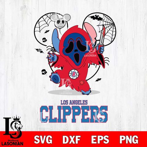 Los Angeles Clippers Stitch Ghost Face Halloween 2 Svg Eps Dxf Png File, Digital Download, Instant Download