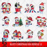 Los Angeles Clippers  Bluey Christmas NBA Bundle 12 Svg Eps Dxf Png File, Digital Download, Instant Download