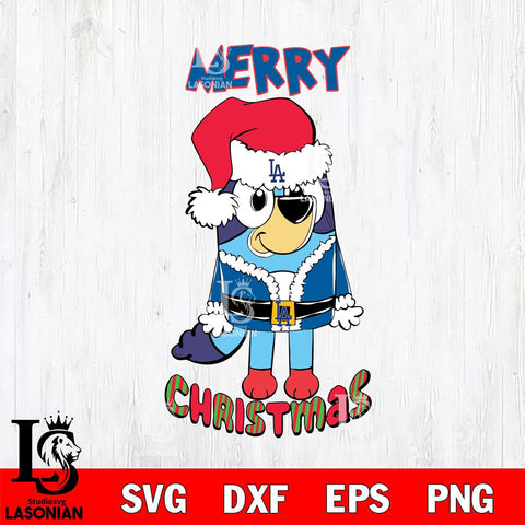 Los Angeles Dodgers Bluey Merry Christmas Bluey Santa Claus Svg Eps Dxf Png File, Digital Download