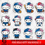 Los Angeles Dodgers Pink Hello Kitty MLB Bundle 12 Svg Eps Dxf Png File,Bundle MLB File Cut,Digital Download,Instant Download,Svg Files