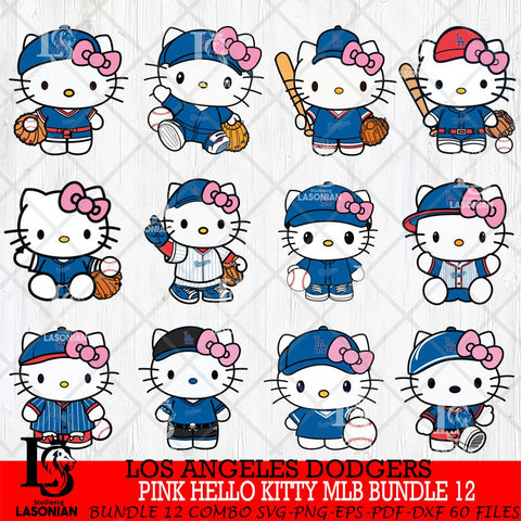 Los Angeles Dodgers Pink Hello Kitty MLB Bundle 12 Svg Eps Dxf Png File,Bundle MLB File Cut,Digital Download,Instant Download,Svg Files