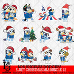 Los Angeles Dodgers  Bluey Christmas MLB Bundle 12 Svg Eps Dxf Png File, Digital Download, Instant Download