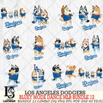 Los Angeles Dodgers  Bluey Dance MLB Bundle 12 SVG Eps Dxf Png File, Digital Download, Instant Download