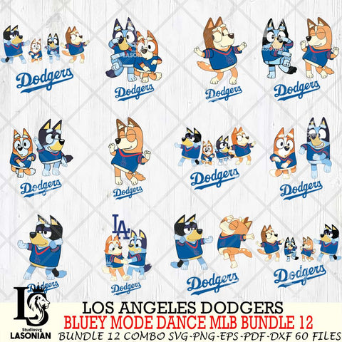 Los Angeles Dodgers  Bluey Dance MLB Bundle 12 SVG Eps Dxf Png File, Digital Download, Instant Download
