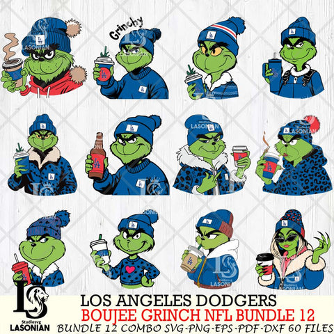 Los Angeles Dodgers  Boujee Grinch MLB Bundle 12 SVG Eps Dxf Png File, Digital Download, Instant Download