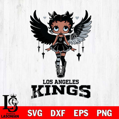 Los Angeles Kings Anglel Black Fan Girl Betty Boop, Svg Eps Dxf Png File, Digital Download