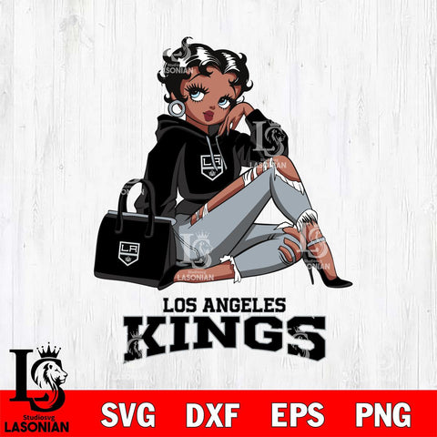 Los Angeles Kings Awesome Black Fan Girl Betty Boop, Svg Eps Dxf Png File, Digital Download