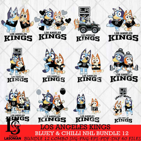 Los Angeles Kings Bluey & Bingo NHL Bundle 12 SVG Svg Eps Dxf Png File, Bundle NHL svg, Digital Download, Instant Download