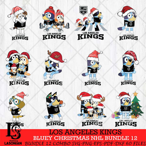 Los Angeles Kings Bluey Christmas NHL Bundle 12 Cricut , Christmas Svg , Bluey svg , Digital Download, dxf eps png pdf file