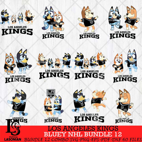 Los Angeles Kings Bluey Dace Mode NHL Bundle 12 SVG Eps Dxf Png File, Digital Download, Instant Download