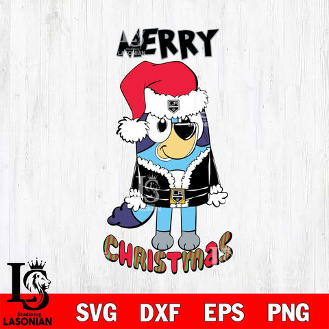 Los Angeles Kings Bluey Merry Christmas Bluey Santa Claus Svg Eps Dxf Png File, Digital Download