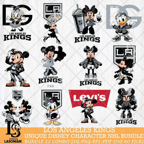 Los Angeles Kings Disney character NHL Bundle 12 Svg Eps Dxf Png File, Digital Download, Instant Download