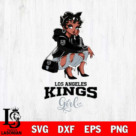 Los Angeles Kings Fashion Black Fan Girl Betty Boop, Svg Eps Dxf Png File, Digital Download