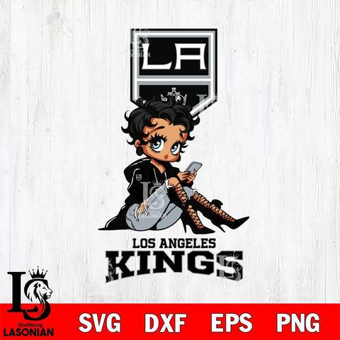 Los Angeles Kings Style Black Fan Girl Betty Boop, Svg Eps Dxf Png File, Digital Download