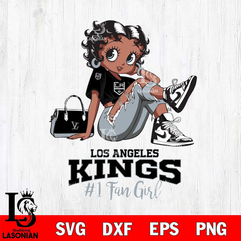 Los Angeles Kings #1 Black Fan Girl Betty Boop, Svg Eps Dxf Png File, Digital Download