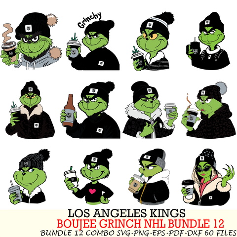 Los Angeles Kings  Boujee Grinch NHL Bundle 12 SVG Eps Dxf Png File, Digital Download, Instant Download