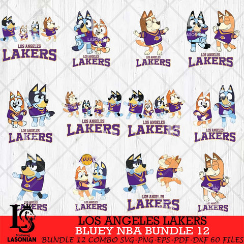Los Angeles Lakers Bluey Dace Mode NBA Bundle 12 SVG Eps Dxf Png File, Digital Download, Instant Download