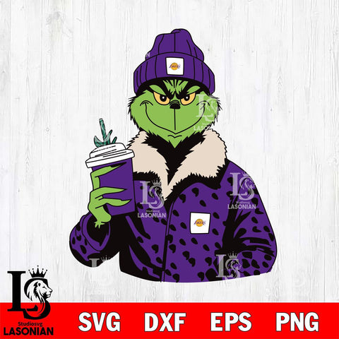 Los Angeles Lakers Boujee Grinch 12 Svg Eps Dxf Png File, Digital Download, Instant Download