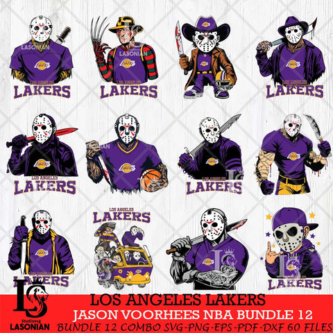 Los Angeles Lakers Jason Voorhees NBA Bundle 12 SVG Eps Dxf Png File, Bundle NBA svg, Digital Download, Instant Download