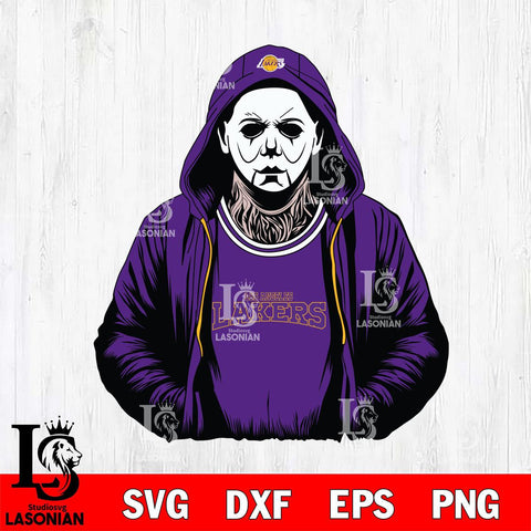Los Angeles Lakers Michael Myers Horror basketball SVG DXF EPS PNG FILE, NBA File Cut,Halloween Digital Download,Instant Download, Silhouette