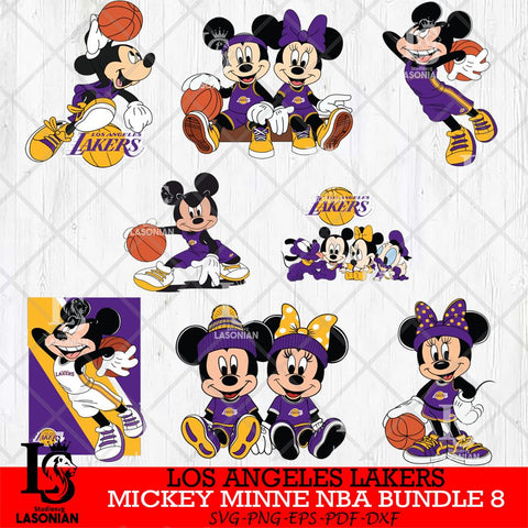 Los Angeles Lakers  Mickey Minne NBA Bundle 8 SVG Svg Eps Dxf Png File, NBA svg, Digital Download, Instant Download