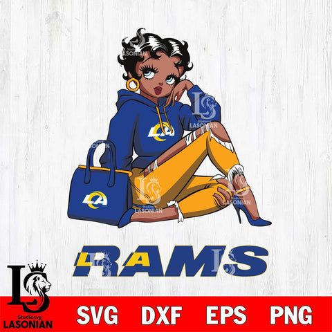 Los Angeles Rams Awesome Black Fan Girl Betty Boop Svg Eps Dxf Png File, Digital Download, Instant Download