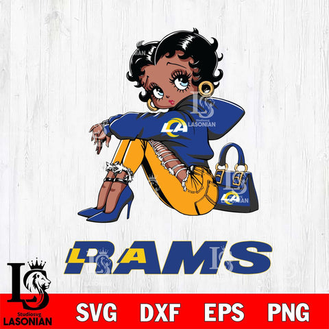 Los Angeles Rams Betty Boop Black Fan Girl Svg Eps Dxf Png File, Digital Download, Instant Download
