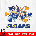 Los Angeles Rams Bluey Chilli Heart NFL Svg Eps Dxf Png File, Digital Download, Instant Download