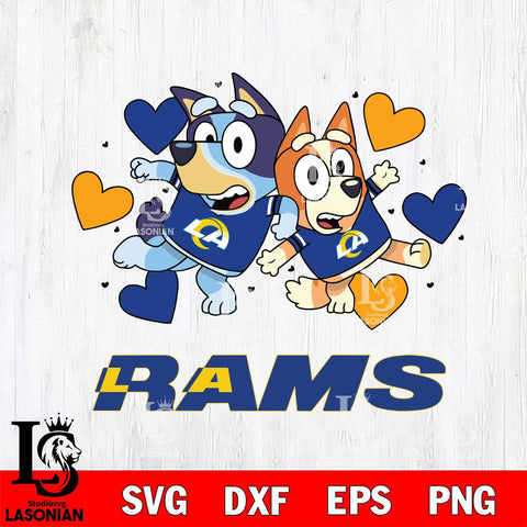 Los Angeles Rams Bluey Chilli Heart NFL Svg Eps Dxf Png File, Digital Download, Instant Download
