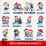 Los Angeles Rams Bluey Christmas NFL Bundle 12 Svg Eps Dxf Png File,Cut Svg Files, Digital File, Sublimation