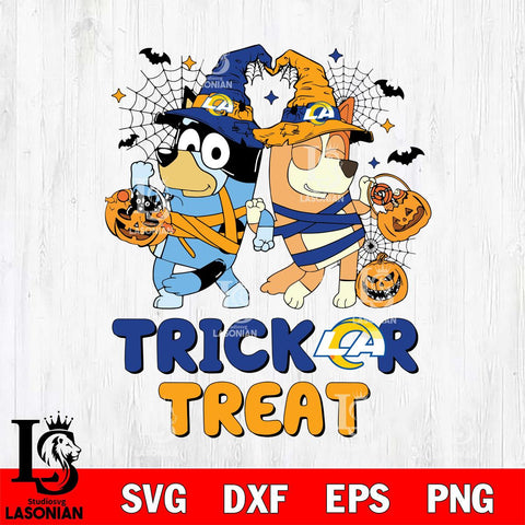 Los Angeles Rams Bluey Trick or Treat Halloween 2 Svg Eps Dxf Png File, Digital Download, Instant Download