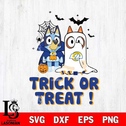 Los Angeles Rams Bluey Trick or Treat Halloween Svg Eps Dxf Png File, Digital Download, Instant Download