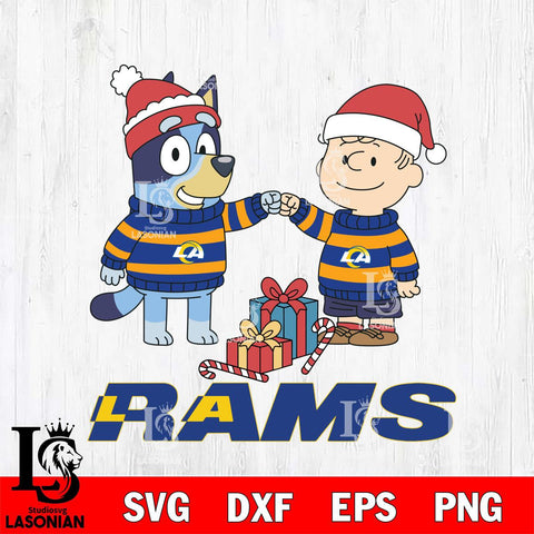 Los Angeles Rams Bluey With Charlie Brown Christmas Cricut,Christmas SVG DXF EPS PNG FILE, Digital Download,Instant Download, Silhouette